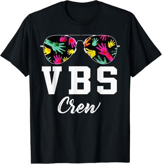 VBS Crew Vacation Bible VBS Teacher Handprints Sunglasses T-Shirt - T-Shirt | Black