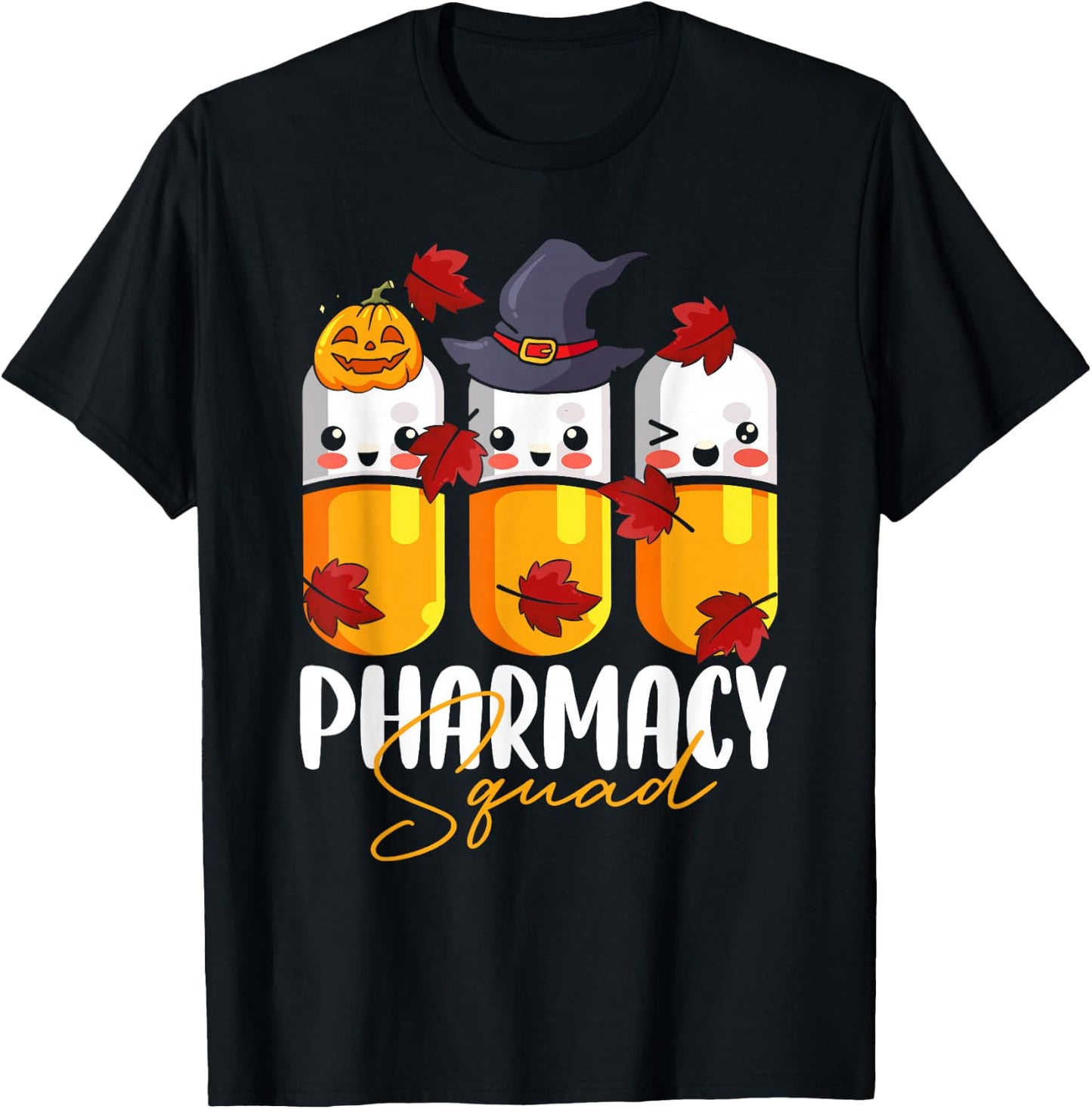 Pharmacy Squad Pharmacist Pumpkin Fall Thanksgiving T-Shirt - T-Shirt | Black
