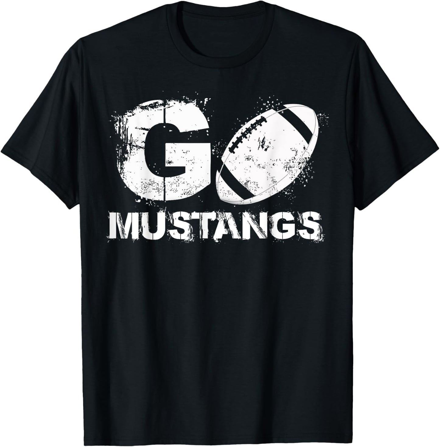 Football Go Mustangs T-Shirt - T-Shirt | Black