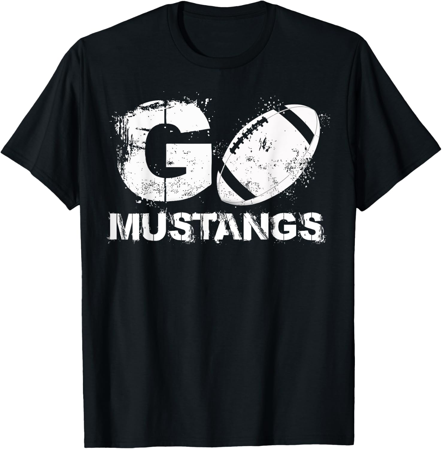 Football Go Mustangs T-Shirt - T-Shirt | Black