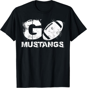 Football Go Mustangs T-Shirt - T-Shirt | Black