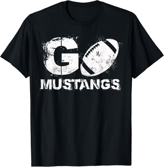 Football Go Mustangs T-Shirt - T-Shirt | Black