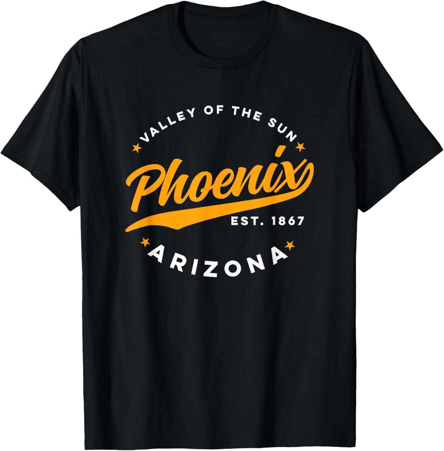 Vintage Phoenix Arizona Valley of the Sun Orange Text T-Shirt - T-Shirt | Black