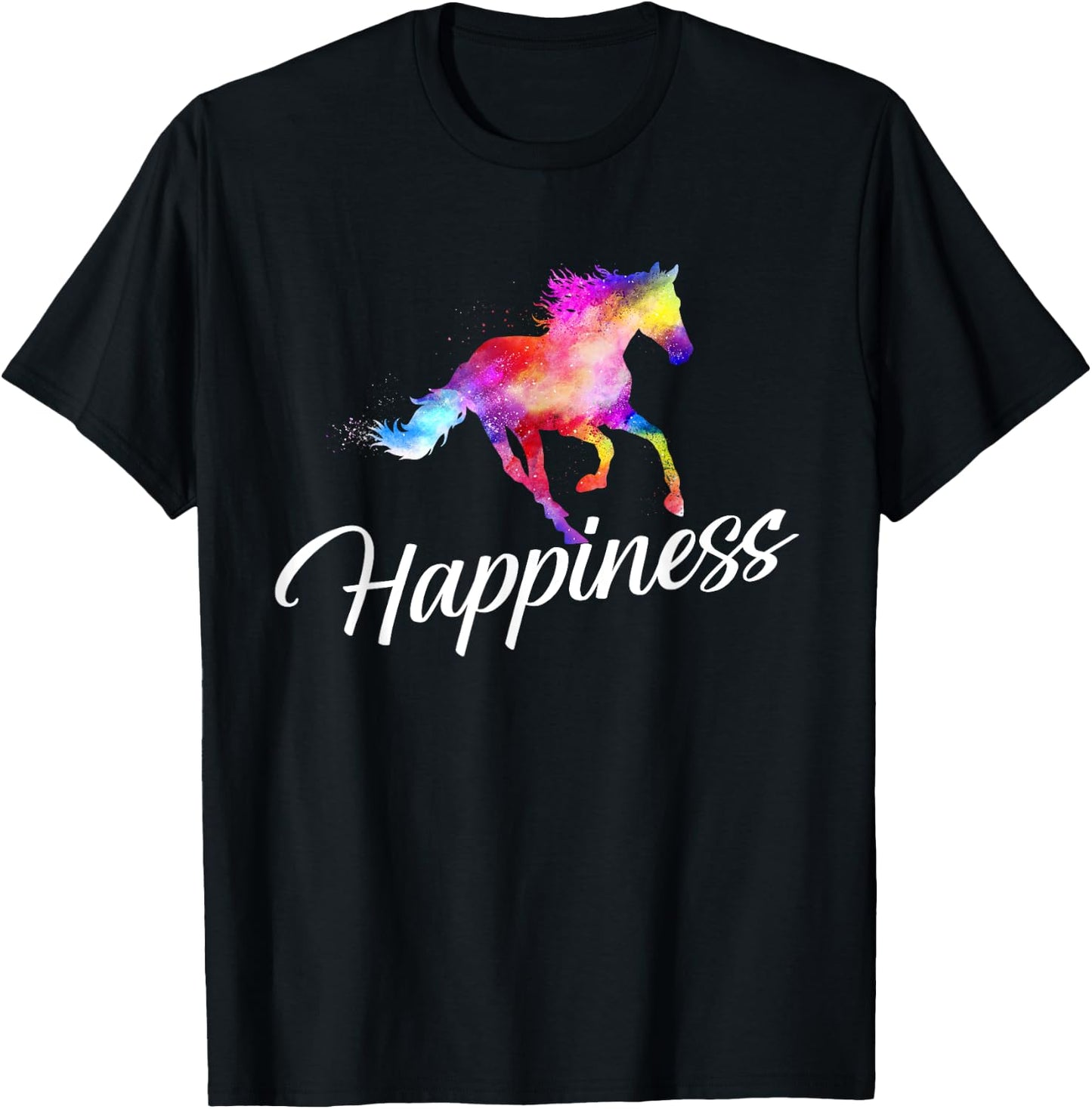 Happiness - Horse Lover Horseback Rider Equestrian Lover T-Shirt - T-Shirt | Black