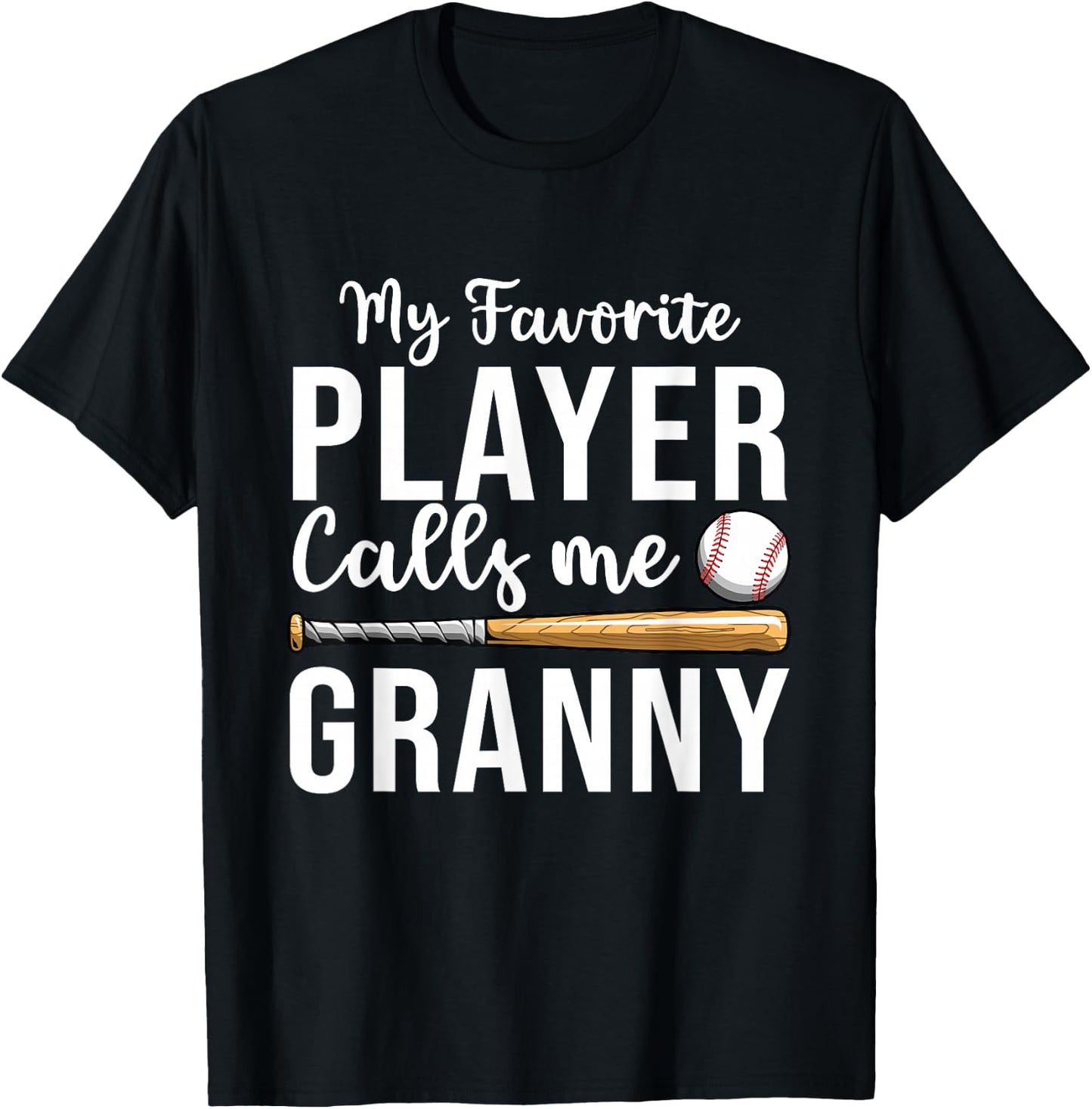 Baseball Granny Shirt, Favorite Baseball Player Grandma T-Shirt - T-Shirt | Black
