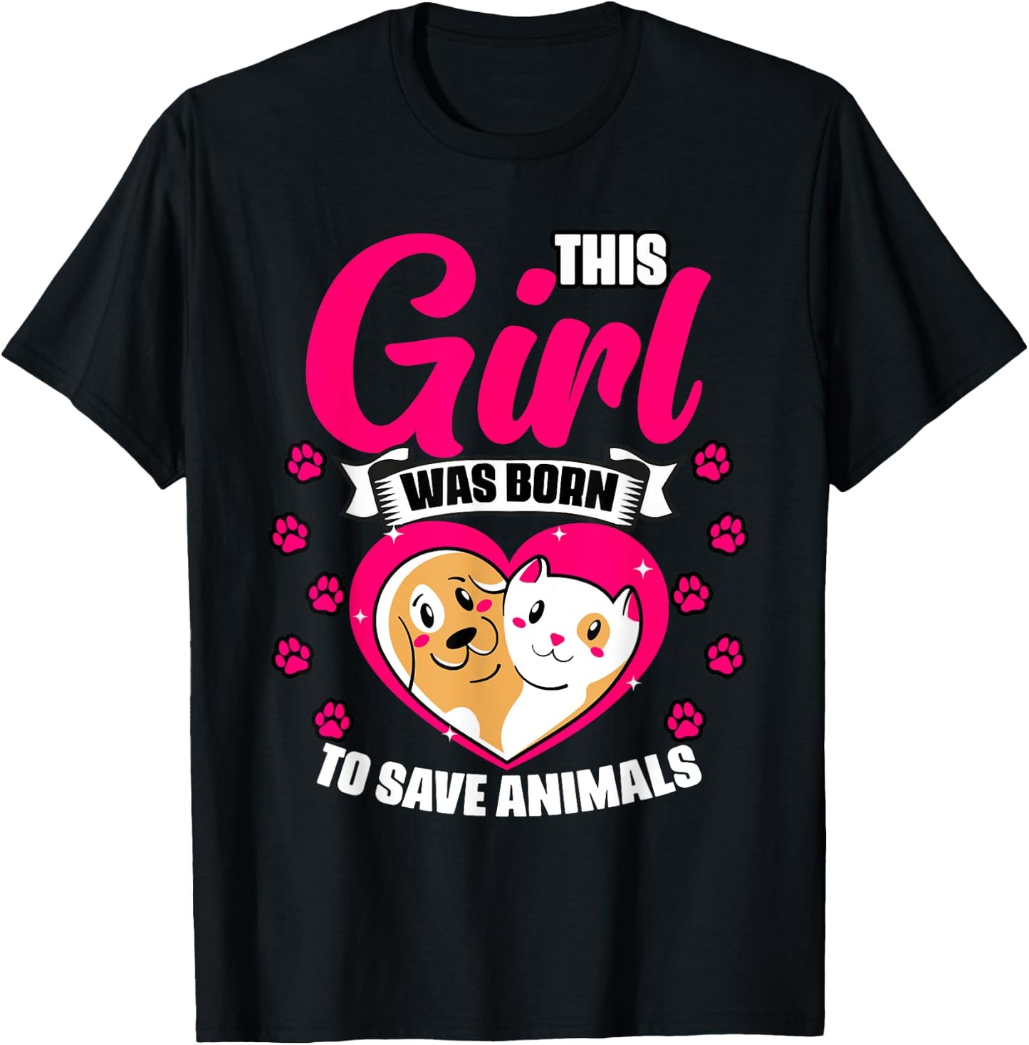 Awesome This Girl Was Born To Save Animals Veterinary Crew T-Shirt - T-Shirt | Black