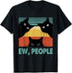 Ew People Funny Black Cat Retro Introvert Cat Lovers Men Women T-Shirt - T-Shirt | Black