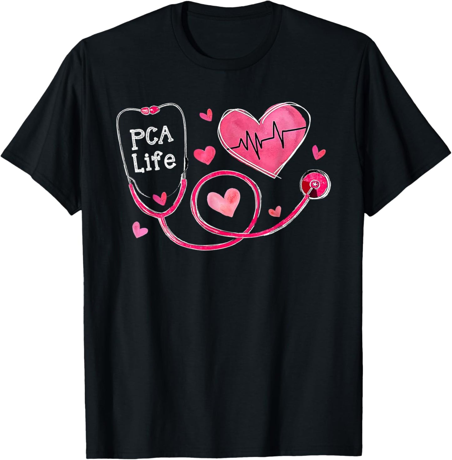 Pca Life Valentine Heart Stethoscope T-Shirt - T-Shirt | Black