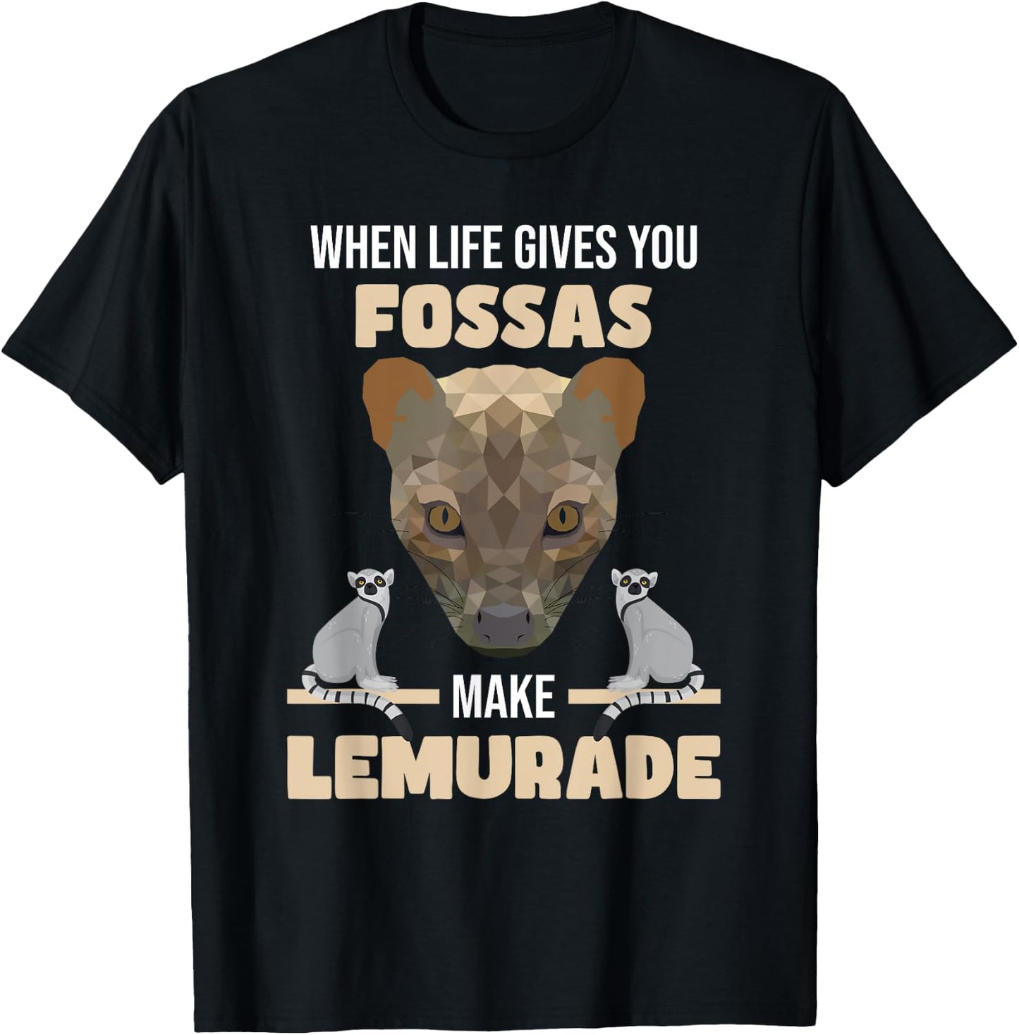 Fossa Hunting Lemurs | Carnivore Fossa Graphic | Madagascar T-Shirt - T-Shirt | Black