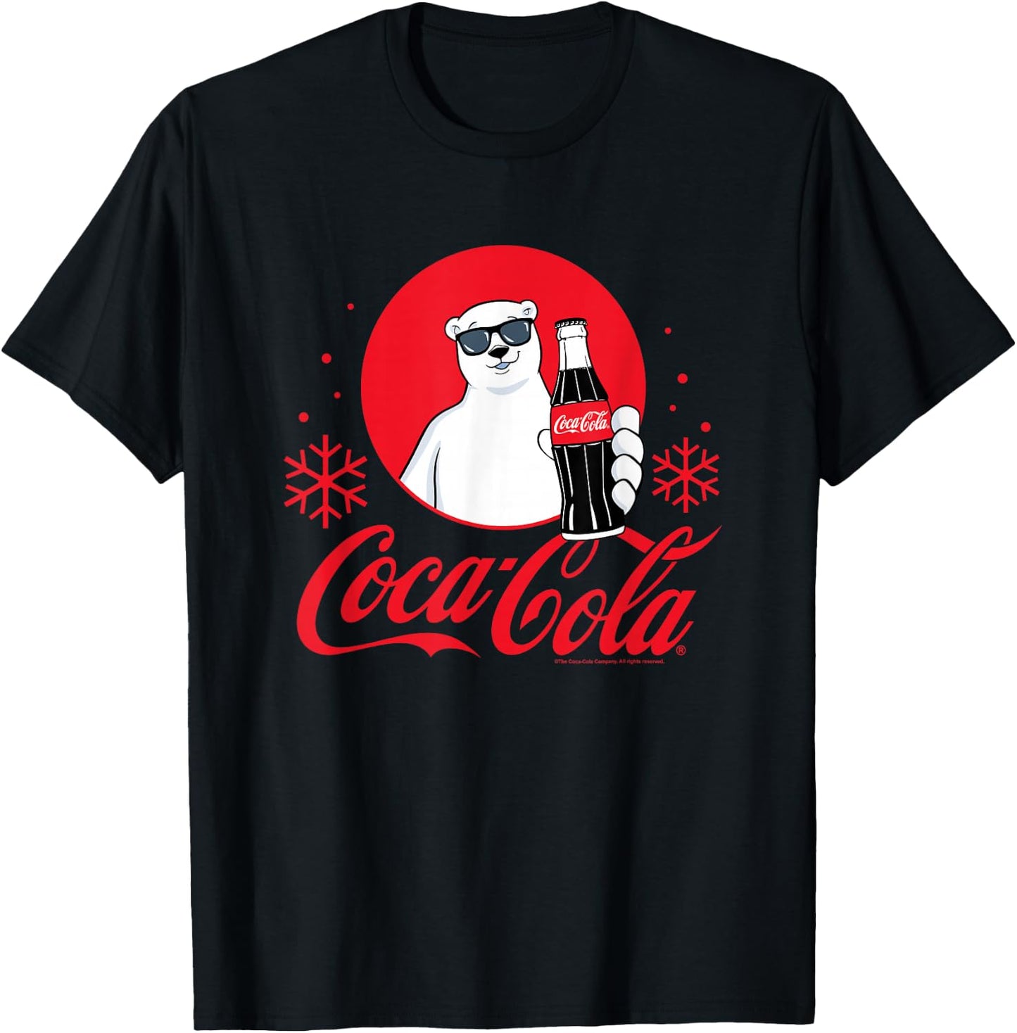 Coca-Cola - Polar Bear Circle with Snowflakes T-Shirt - T-Shirt | Black