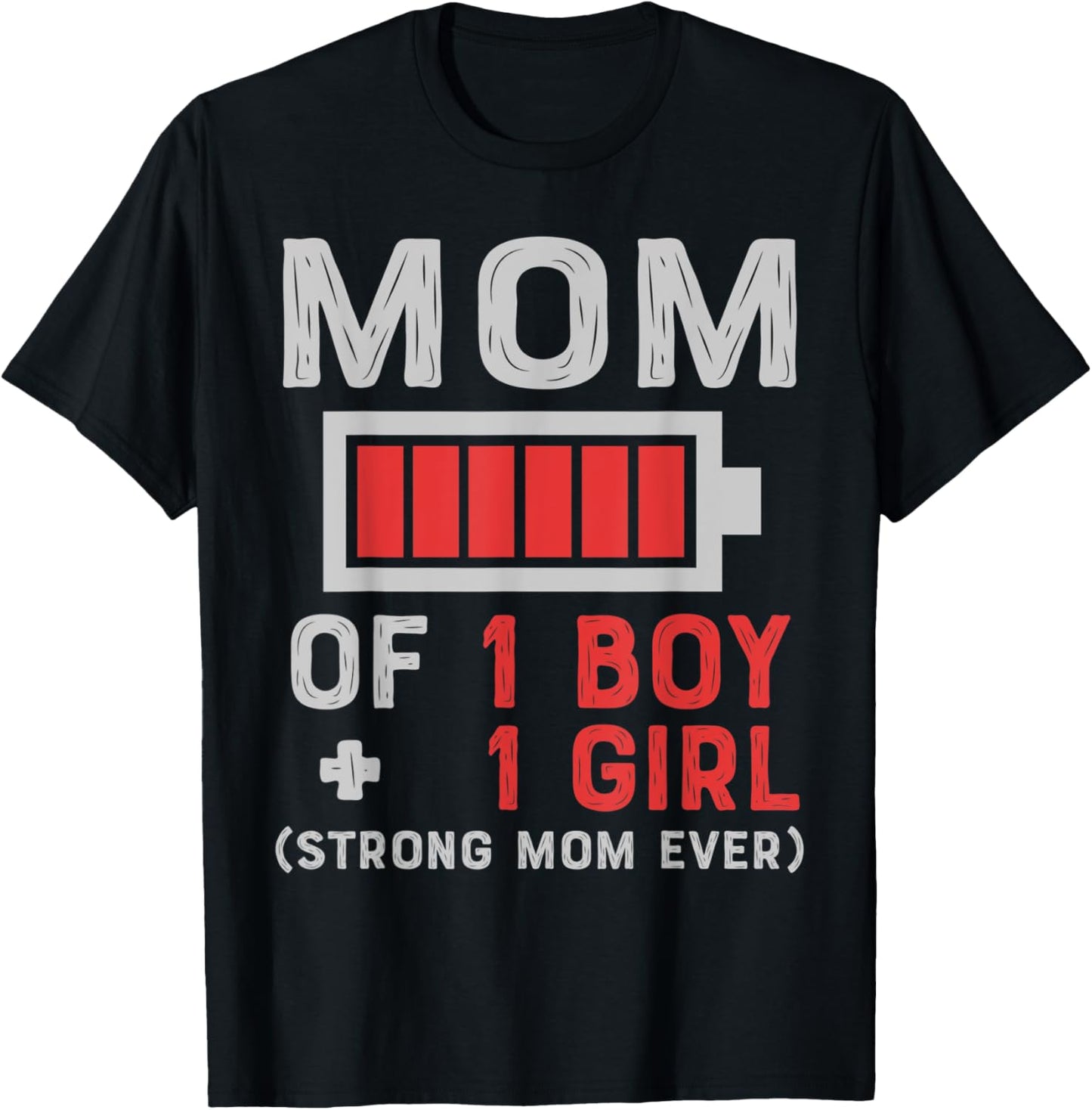 Mom of 1 Boy And 1 Girl Gifts From Son Daughter Mother's Day T-Shirt - T-Shirt | Black