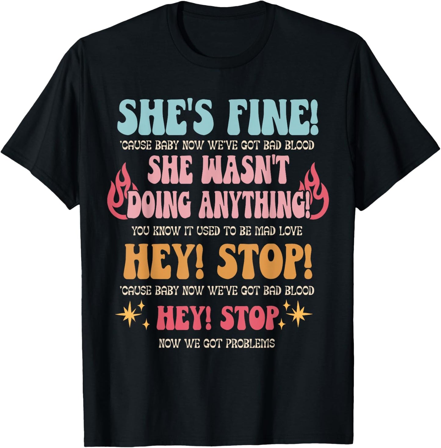 Groovy Retro Music Quotes She Wasn't Doing Anything T-Shirt - T-Shirt | Black