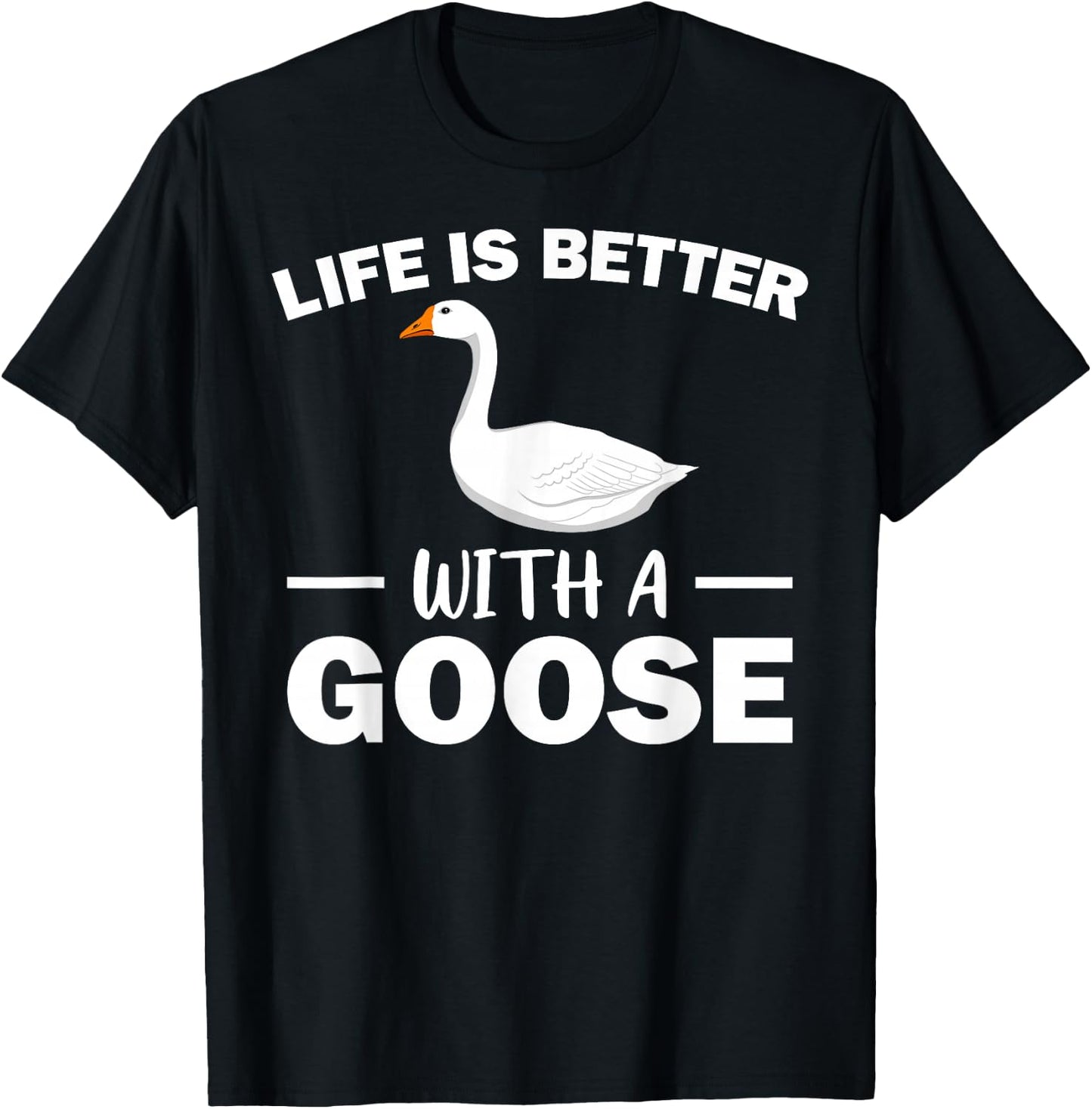 Cute Goose Design Women Toddler Grey White Goose Fan T-Shirt - T-Shirt | Black