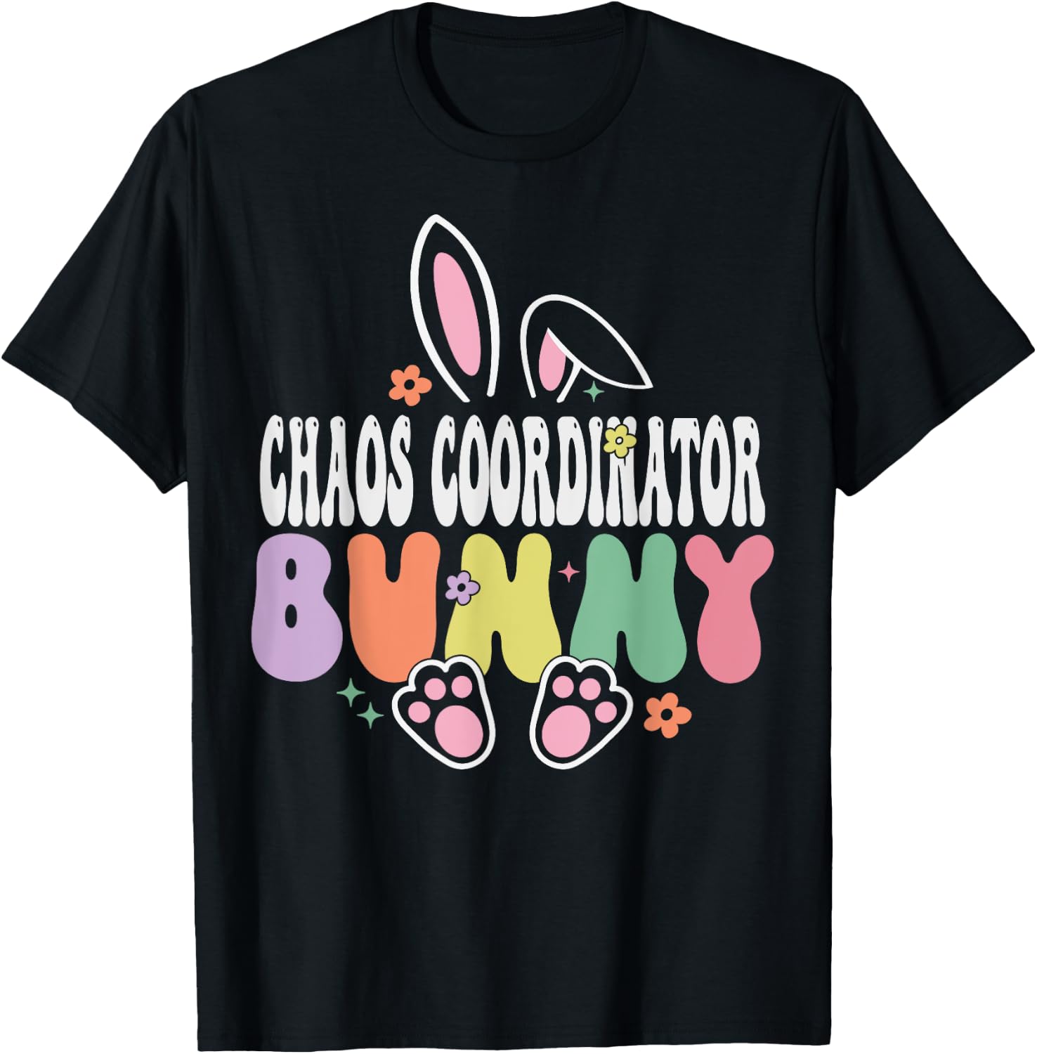 Chaos Coordinator Bunny Easter Day Groovy Family Matching T-Shirt - T-Shirt | Black
