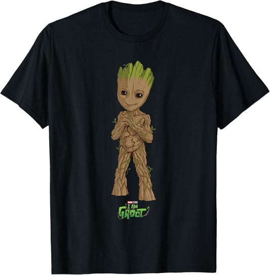Marvel I Am Groot Super Cute Seedling Superhero Poster T-Shirt - T-Shirt | Black