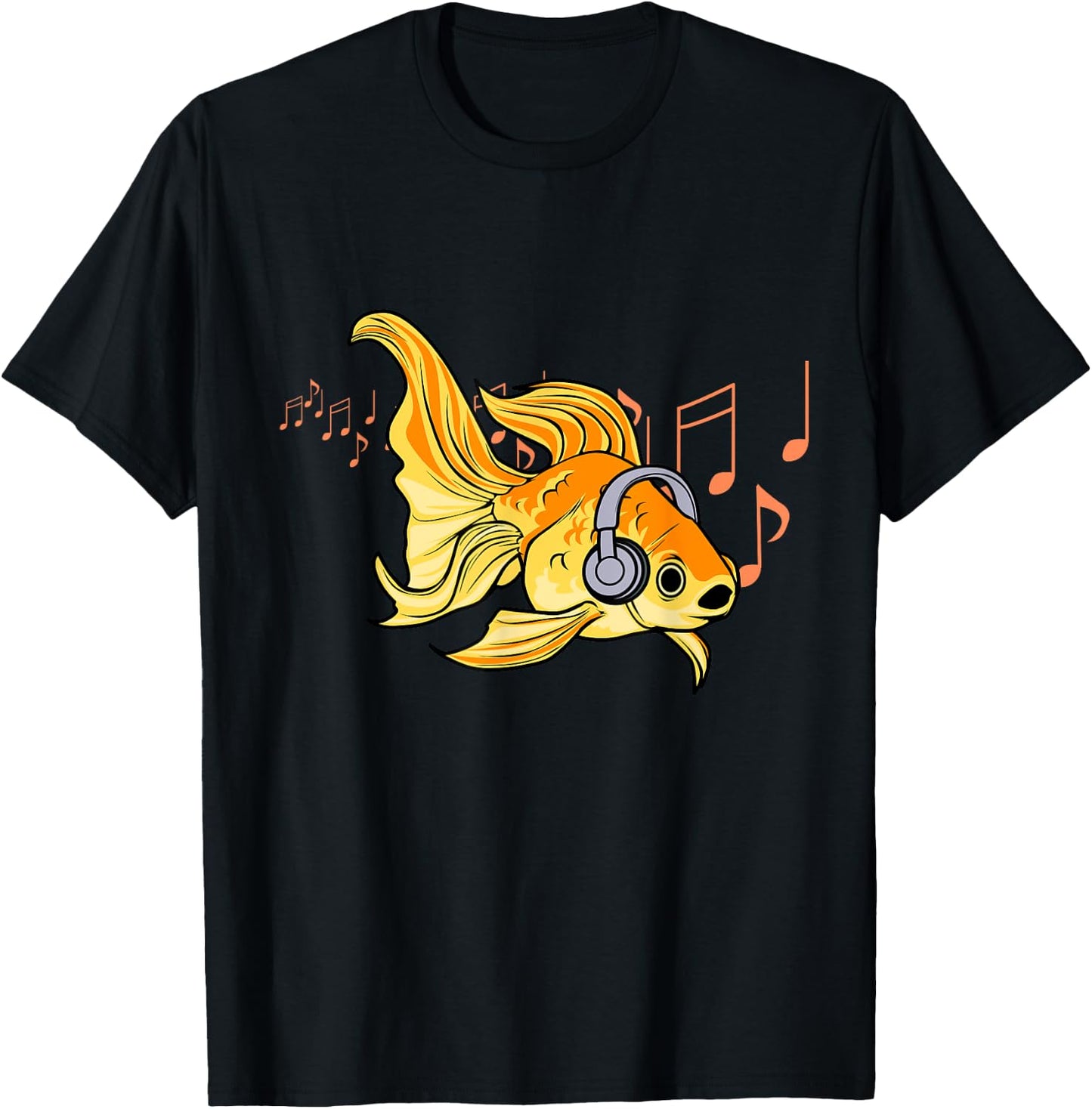 Goldfish Listening Music Headphones Musician T-Shirt - T-Shirt | Black