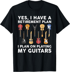 Retirement Plan Guitar Player Funny Guitarist Sayings Outfit T-Shirt - T-Shirt | Black
