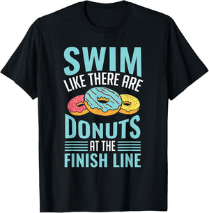 Swim Like There are Donuts, Swimming Funny Swimmer T-Shirt - T-Shirt | Black