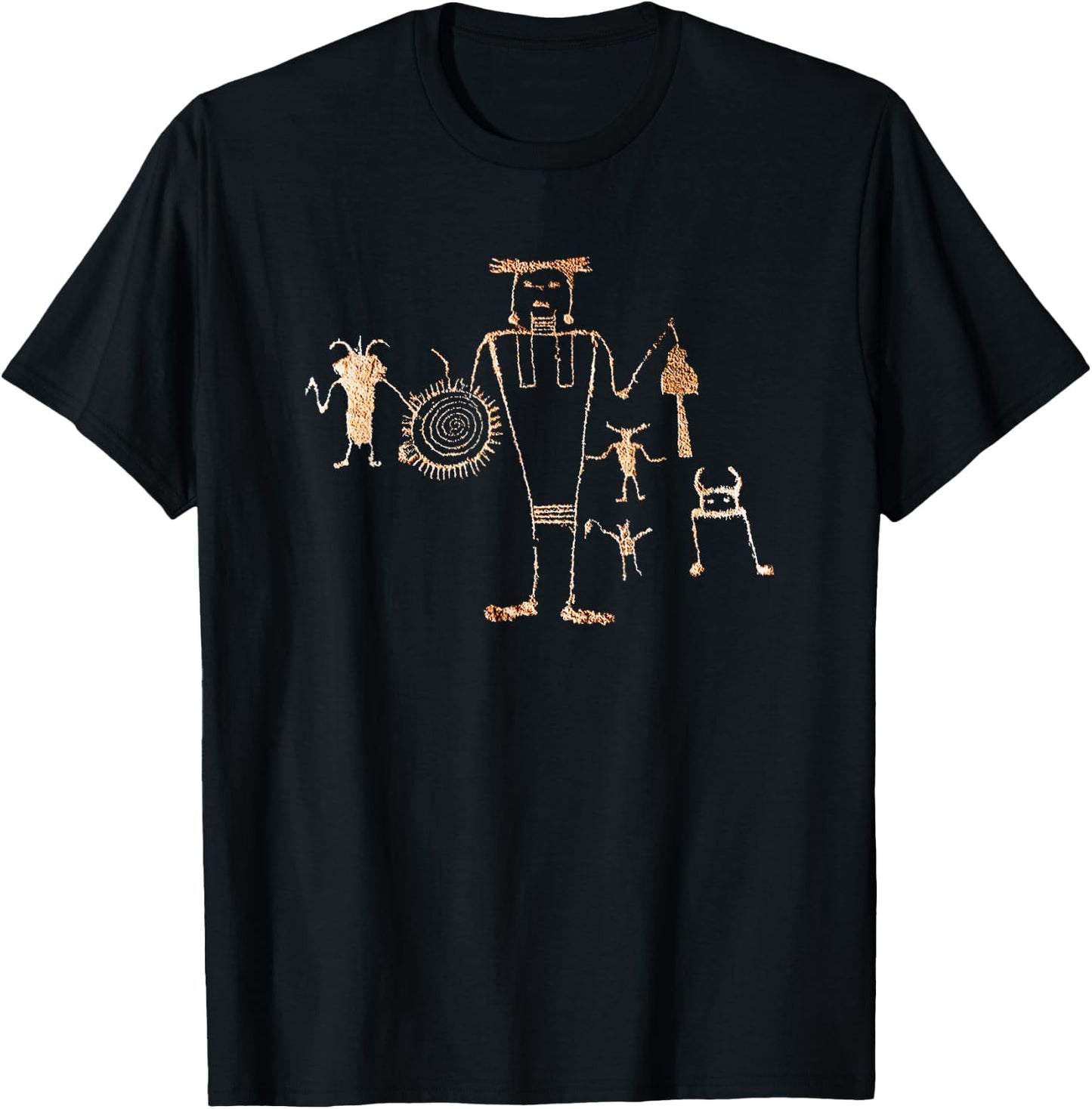 Shaman, Spiral Petroglyph. T-Shirt - T-Shirt | Black