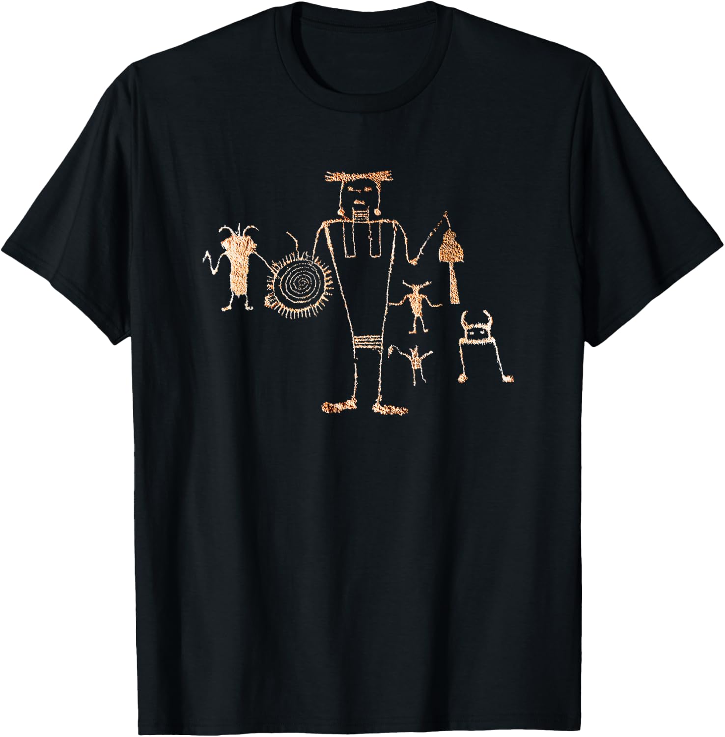 Shaman, Spiral Petroglyph. T-Shirt - T-Shirt | Black