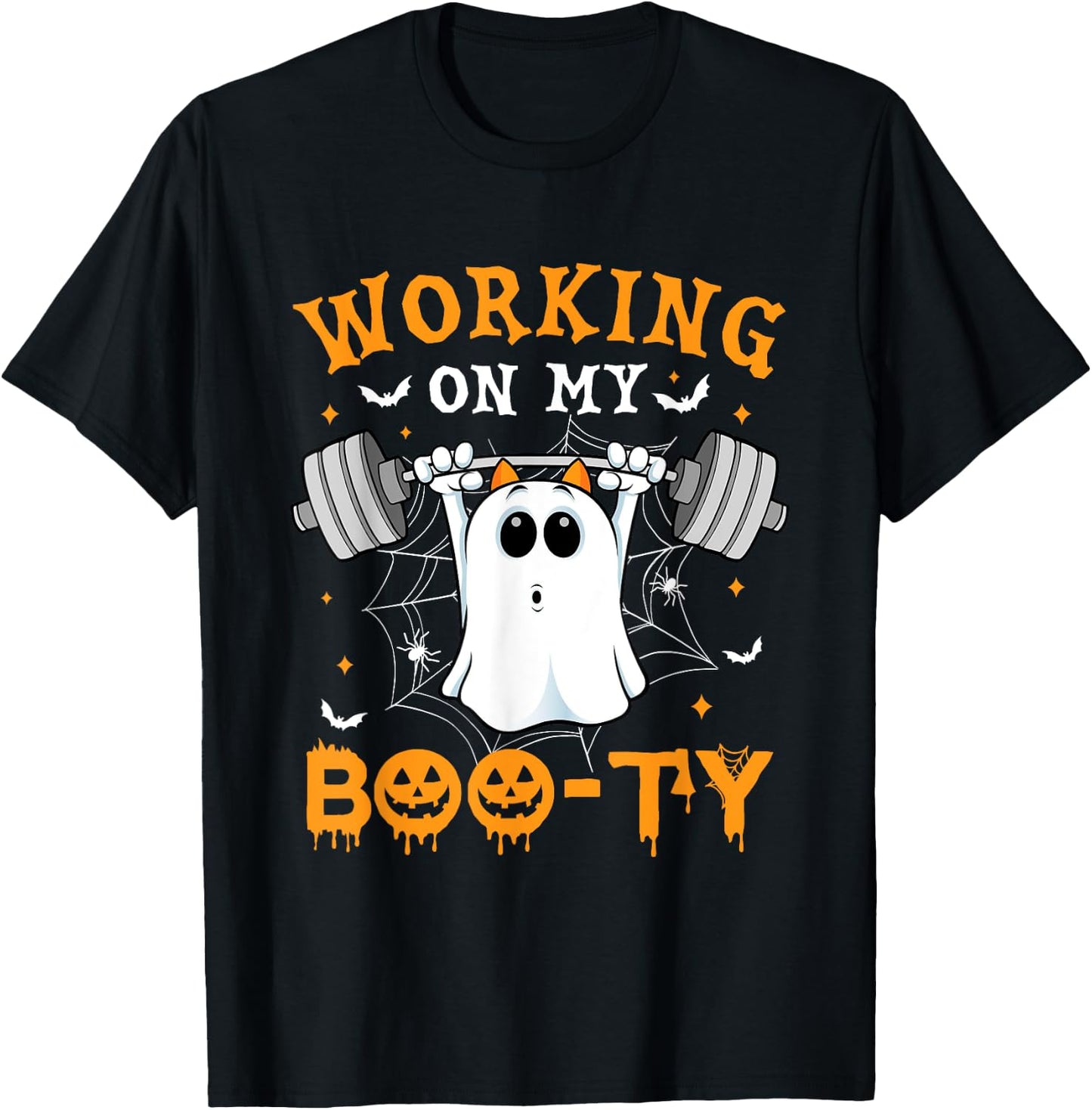 Funny Halloween Working On My Booty Workout Gym T-Shirt - T-Shirt | Black
