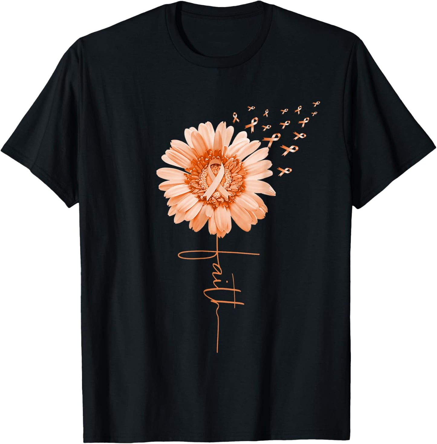 Multiple Sclerosis Faith MS Awareness Sunflower Ribbon Girl T-Shirt - T-Shirt | Black