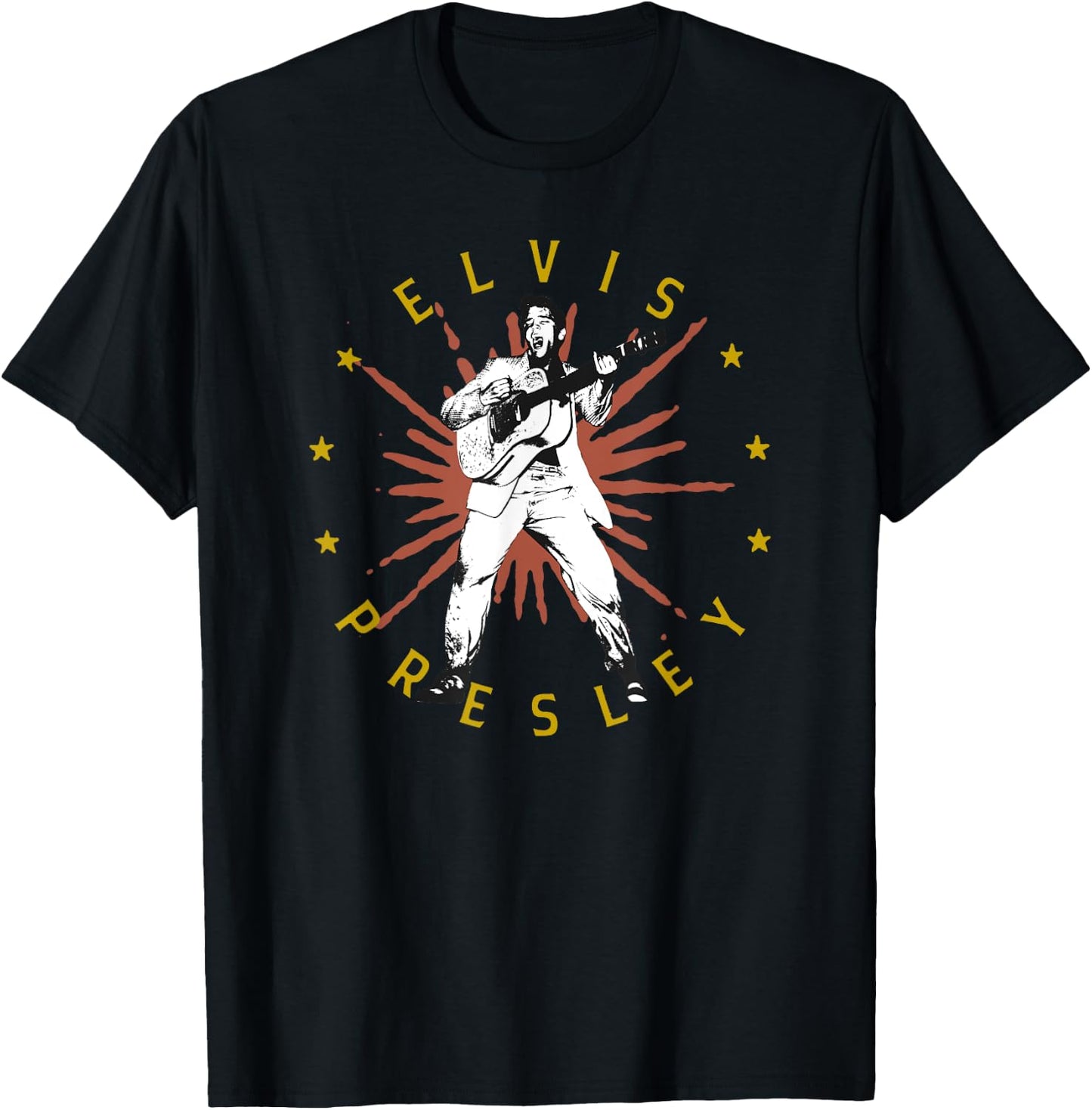 Elvis Presley Gold Rust Star T-Shirt - T-Shirt | Black