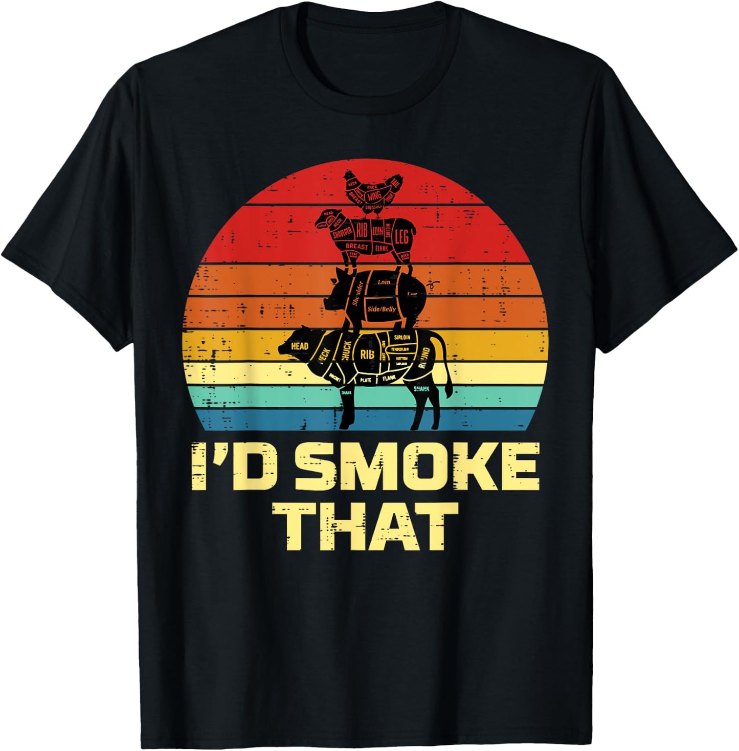 Id Grill That Retro Bbq Barbecue Grill Meat Lover Men Women T-Shirt - T-Shirt | Black