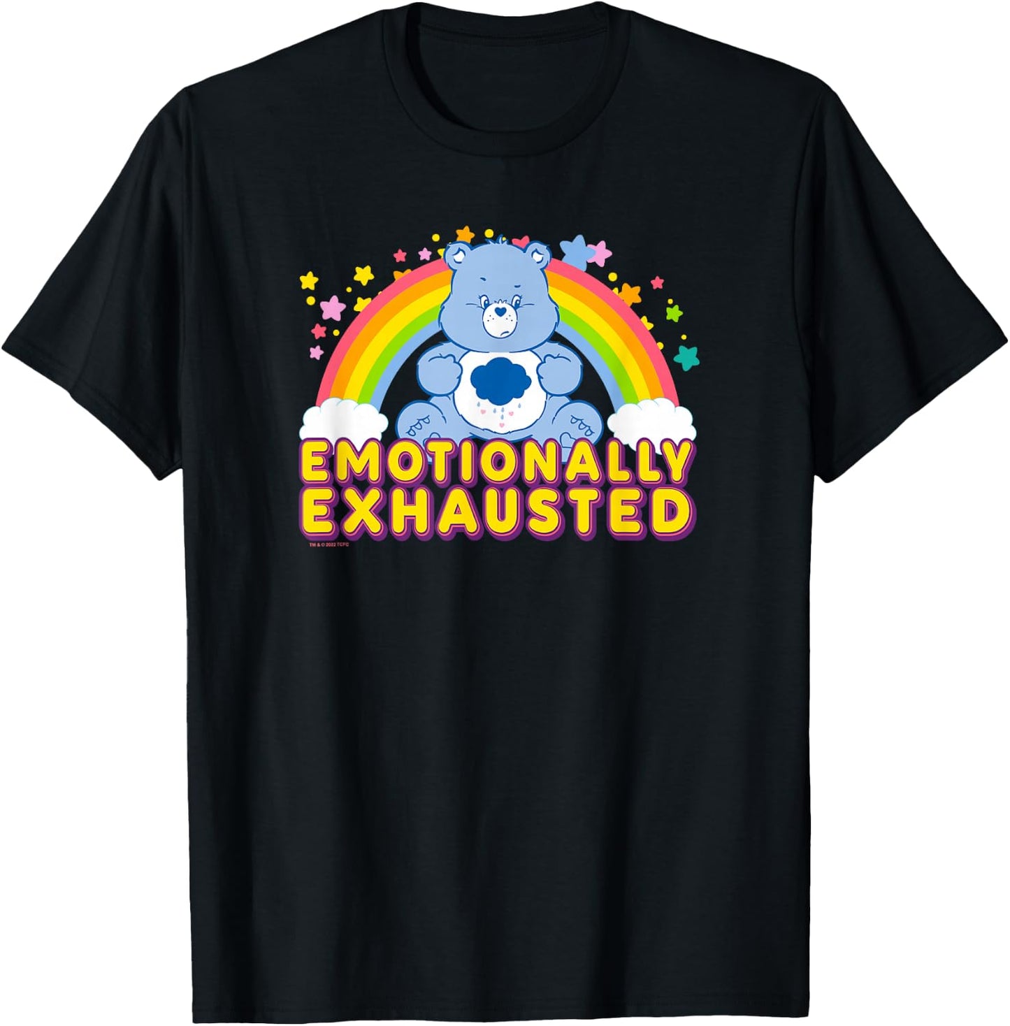 Care Bears Emotionally Exhausted Rainbow Grumpy Bear Icon T-Shirt - T-Shirt | Black