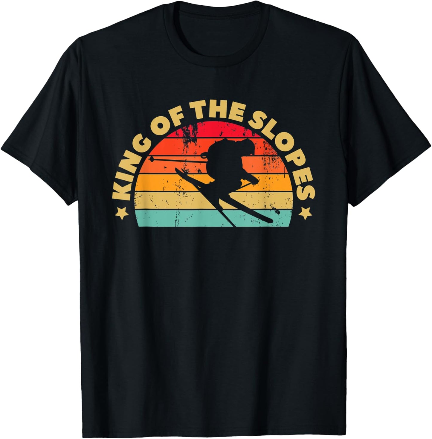 Skiing Funny Skier King Of The Slopes Ski T-Shirt - T-Shirt | Black