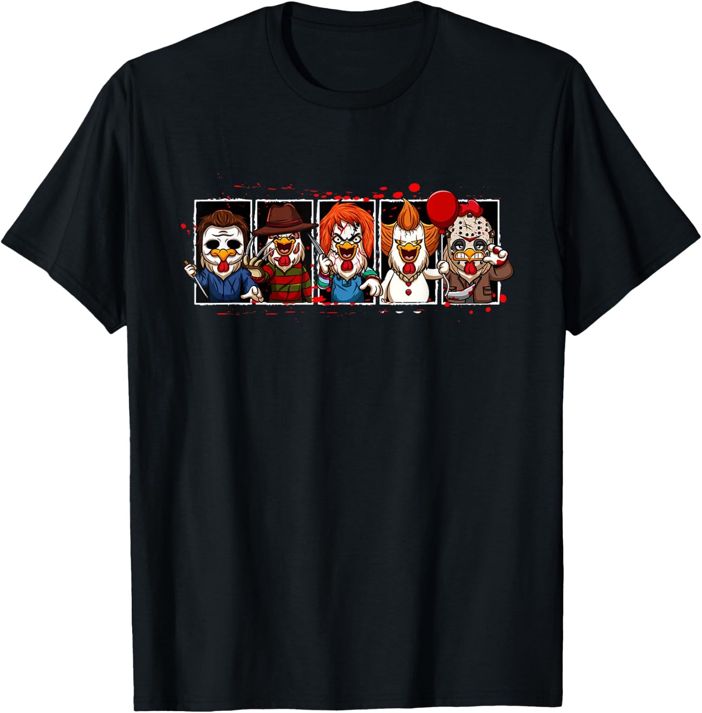 My Little Horror Crew - Halloween Horror Movies Chicken T-Shirt - T-Shirt | Black