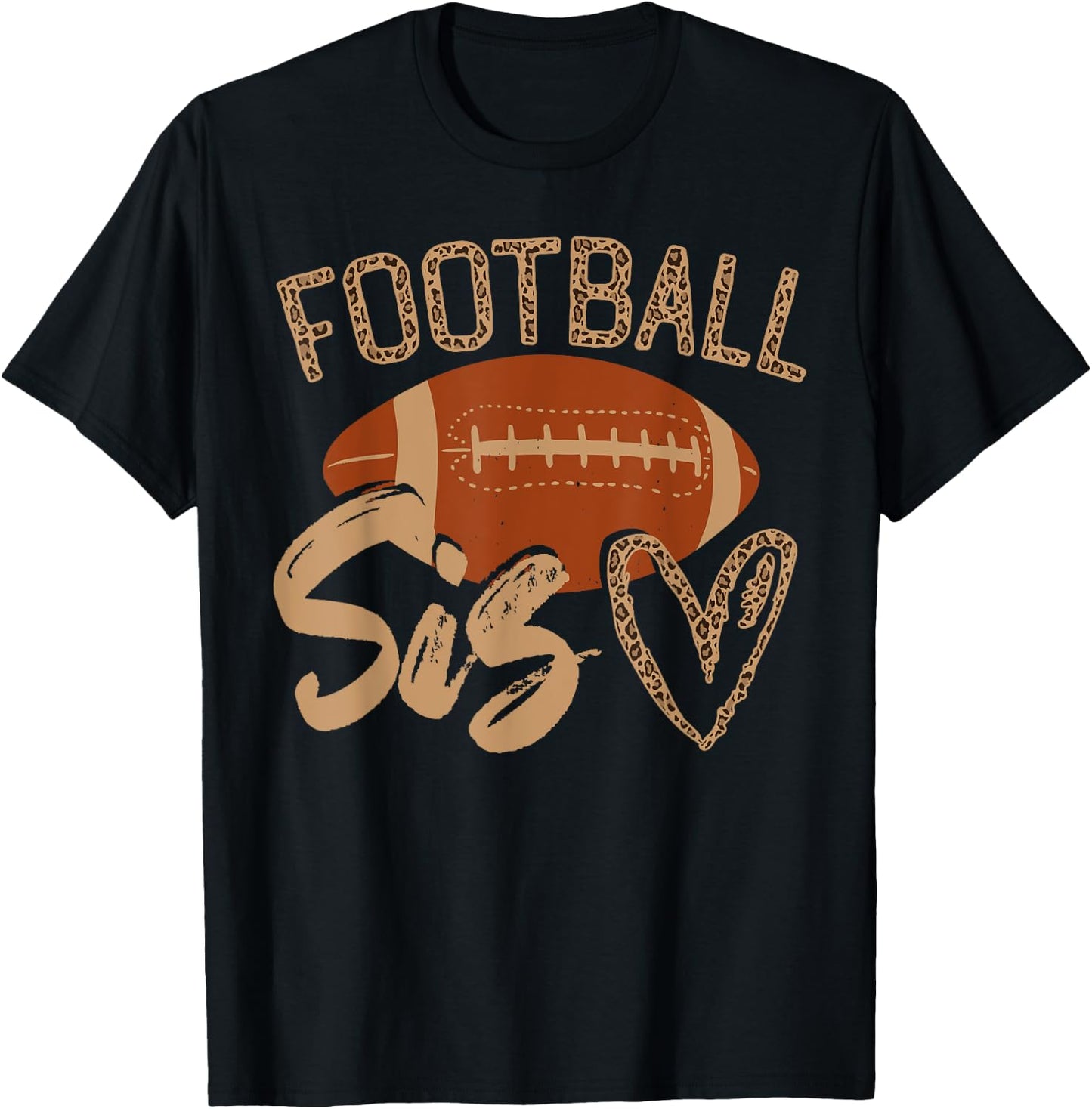 Football Sister Leopard Family Matching Outfit T-Shirt - T-Shirt | Black