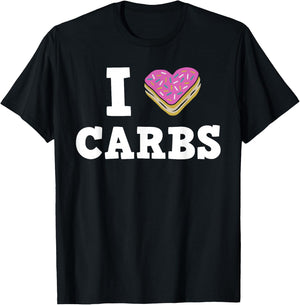 I Love Carbs Donut Heart Cake Apparel T-Shirt - T-Shirt | Black