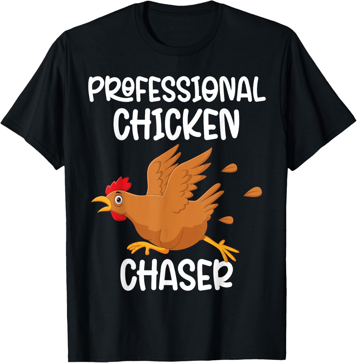 Professional Chicken Chaser Funny Farm Farmer Kids Running T-Shirt - T-Shirt | Black