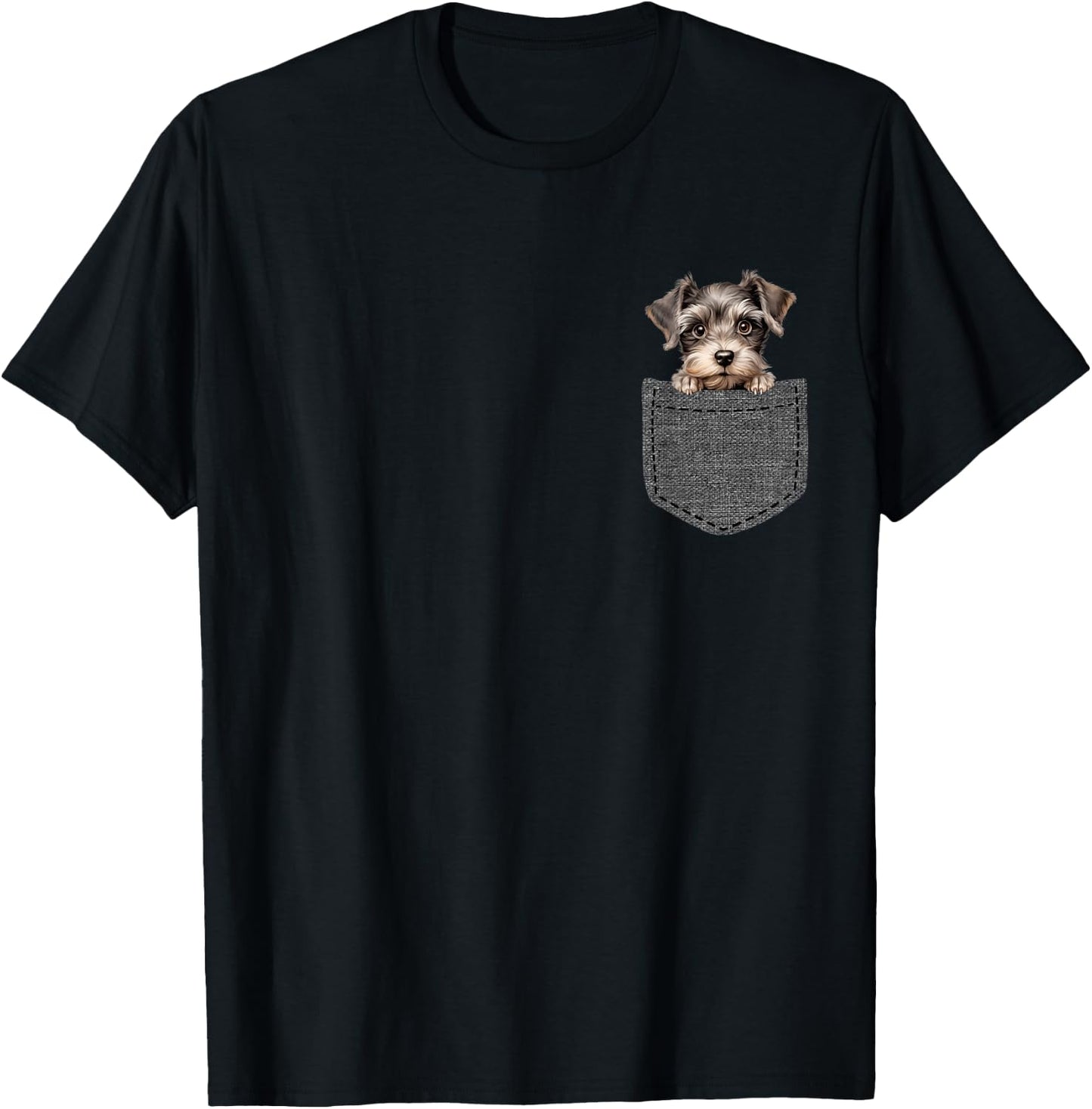 Dog in Pocket Miniature Schnauzer T-Shirt - T-Shirt | Black