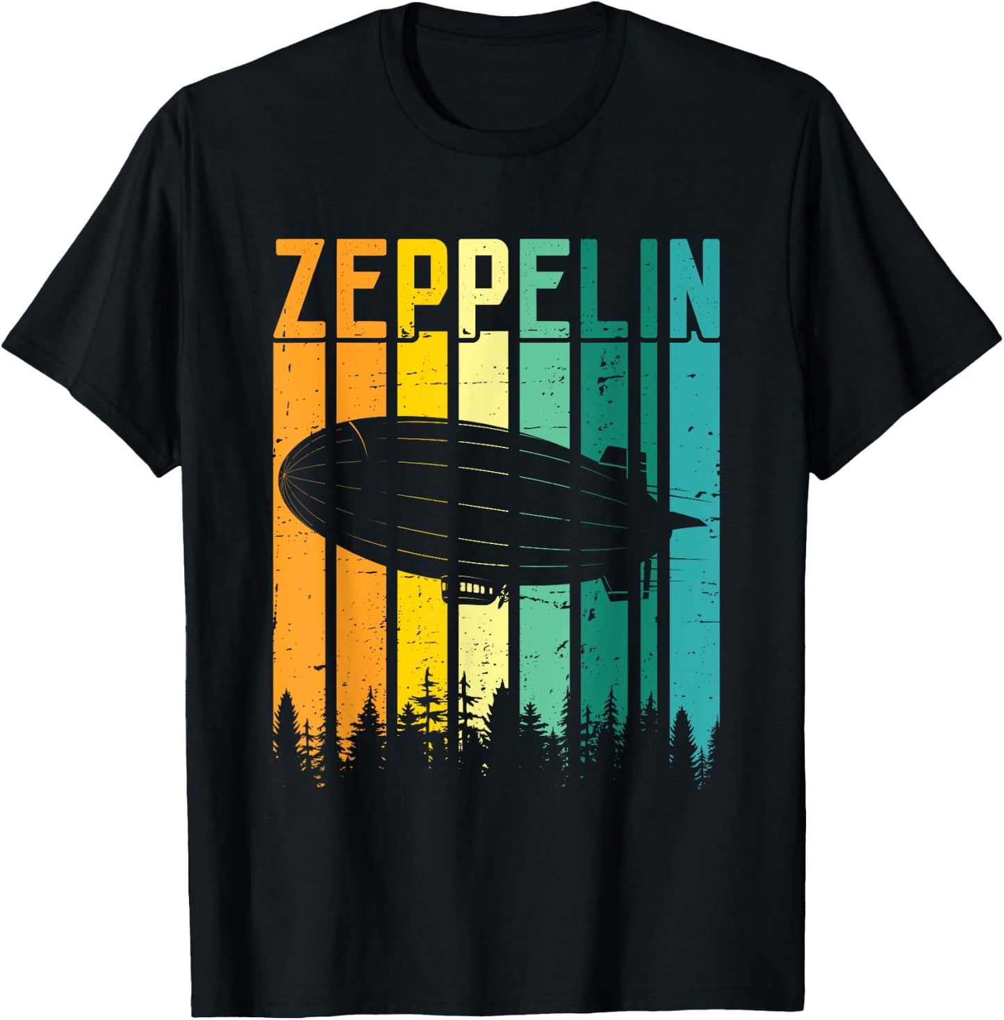 Retro Zeppelin 70s 80s Dirigible Airship Zepelin Zepplin T-Shirt - T-Shirt | Black
