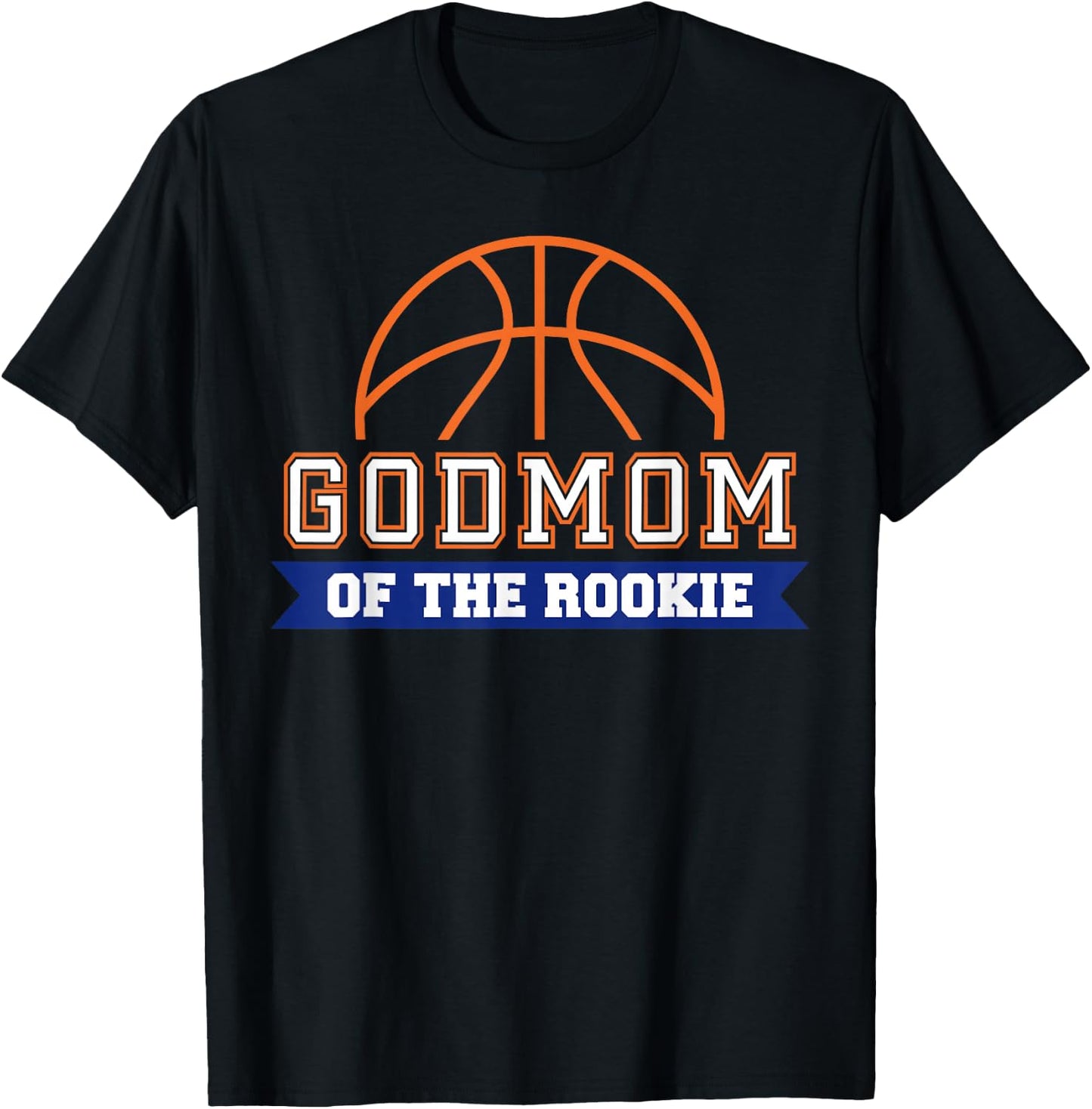 Godmom of Rookie 1st Birthday Basketball Theme Matching T-Shirt - T-Shirt | Black