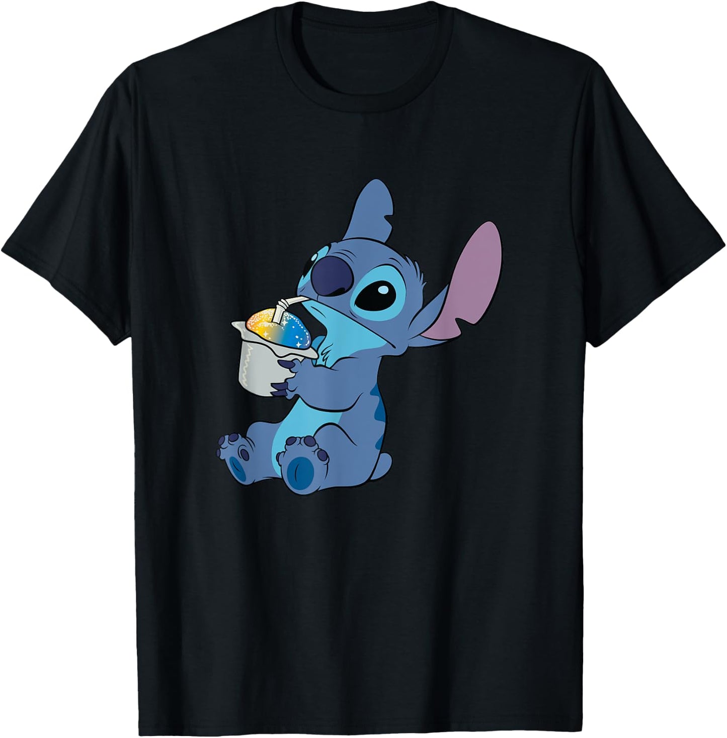 Disney Lilo & Stitch Cute Stitch Sparkling Ice Cream Poster T-Shirt - T-Shirt | Black