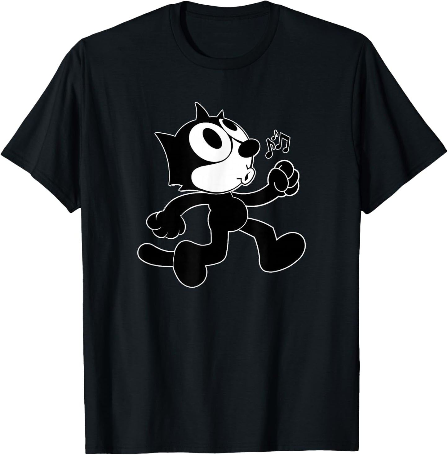 Felix Cartoon Whistling and Walking Music Notes Felix T-Shirt - T-Shirt | Black