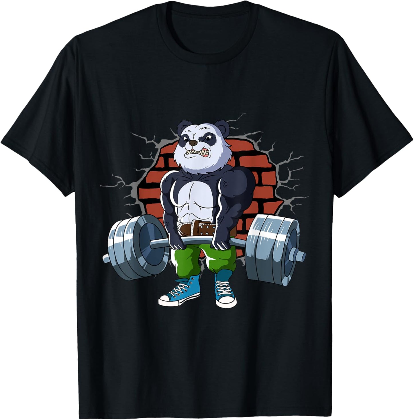 Bodybuilding and weightlifting designs Fitness Panda gains doing Deadlift Workout Training Gym T-Shirt - T-Shirt | Black