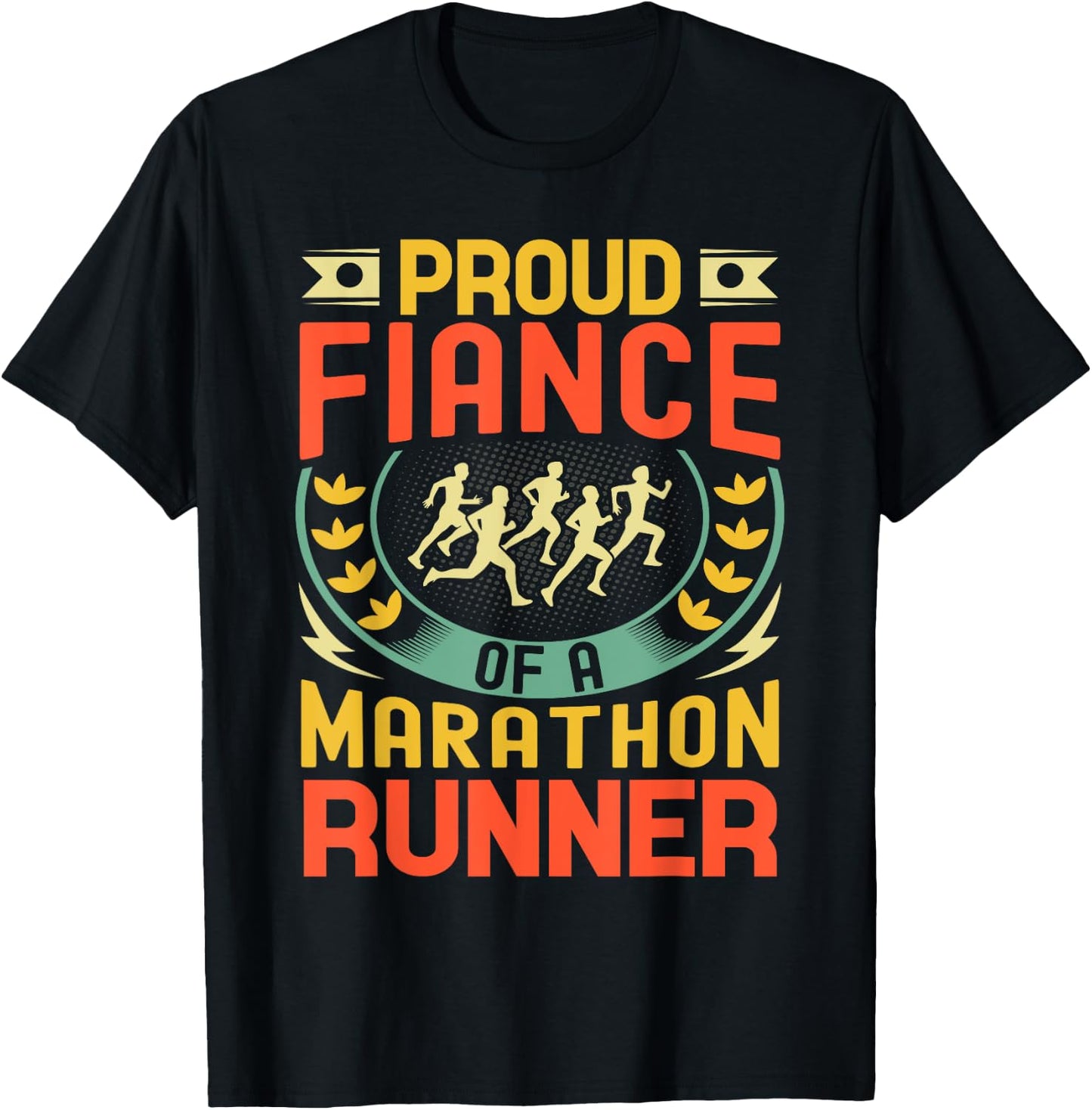 Proud Fiance of a marathon runner gifts retro vintage T-Shirt - T-Shirt | Black