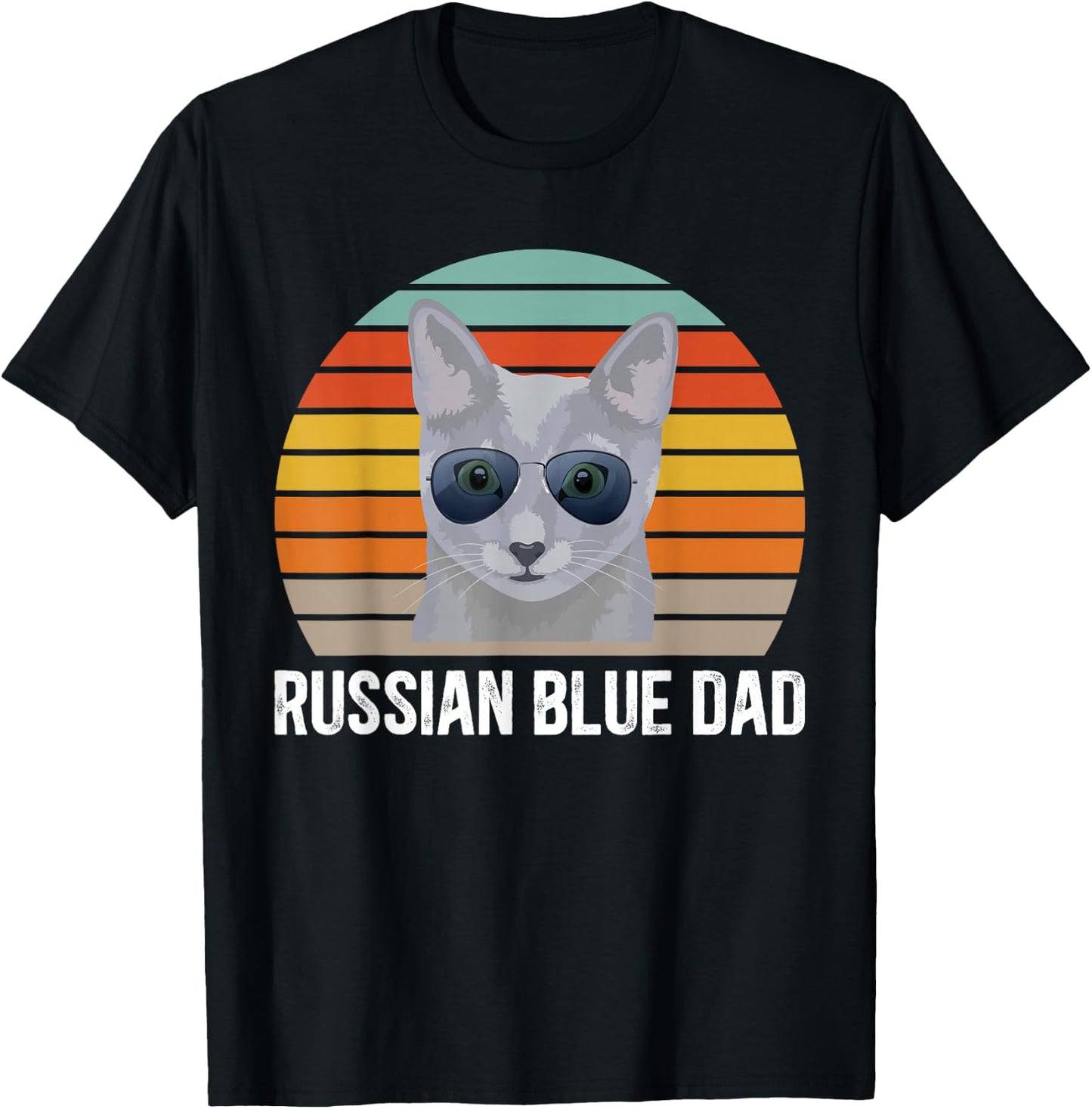Russian Blue Dad Retro Russian Blue Cat Owner Girls Kids T-Shirt - T-Shirt | Black