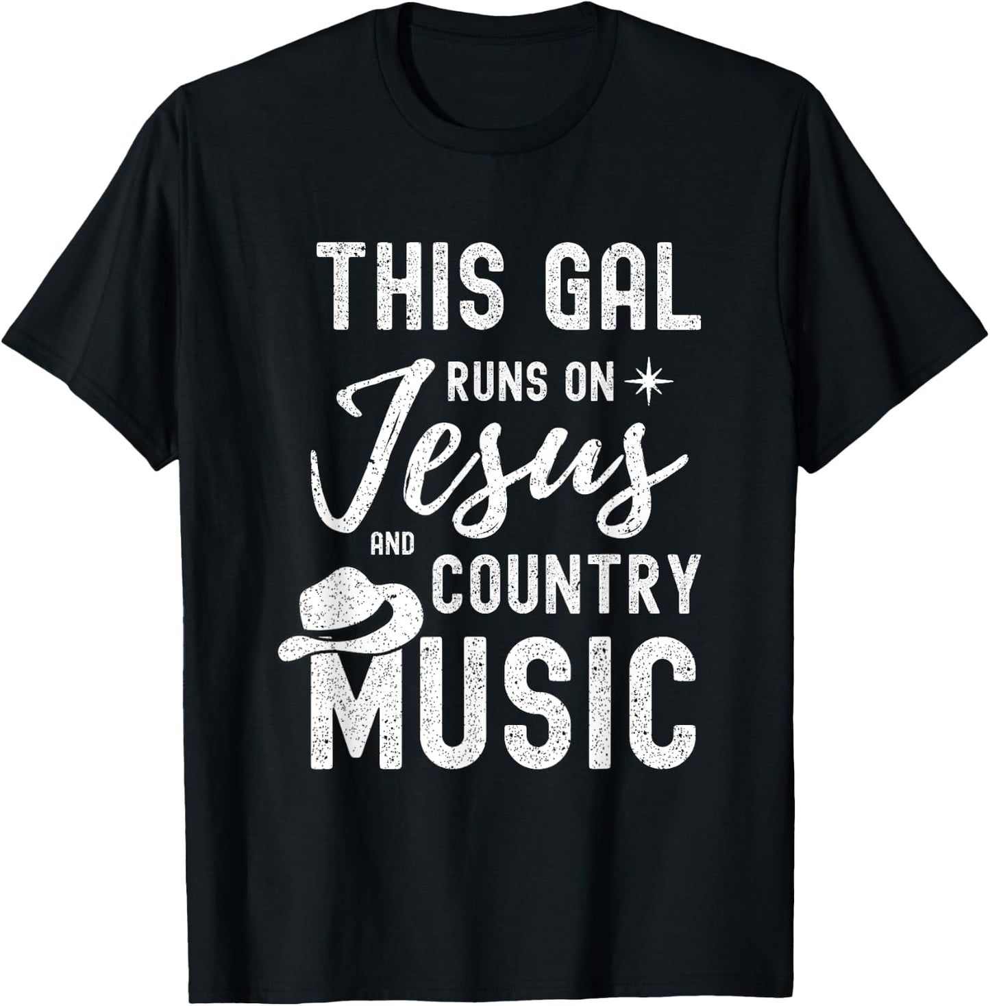 This Gal Runs On Jesus And Country Music Lover Western Women T-Shirt - T-Shirt | Black
