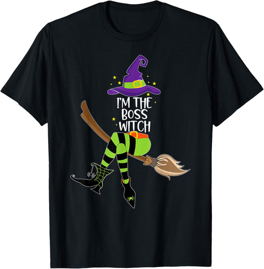 Im The Boss Witch Shirt Halloween Matching Group Costume T-Shirt - T-Shirt | Black