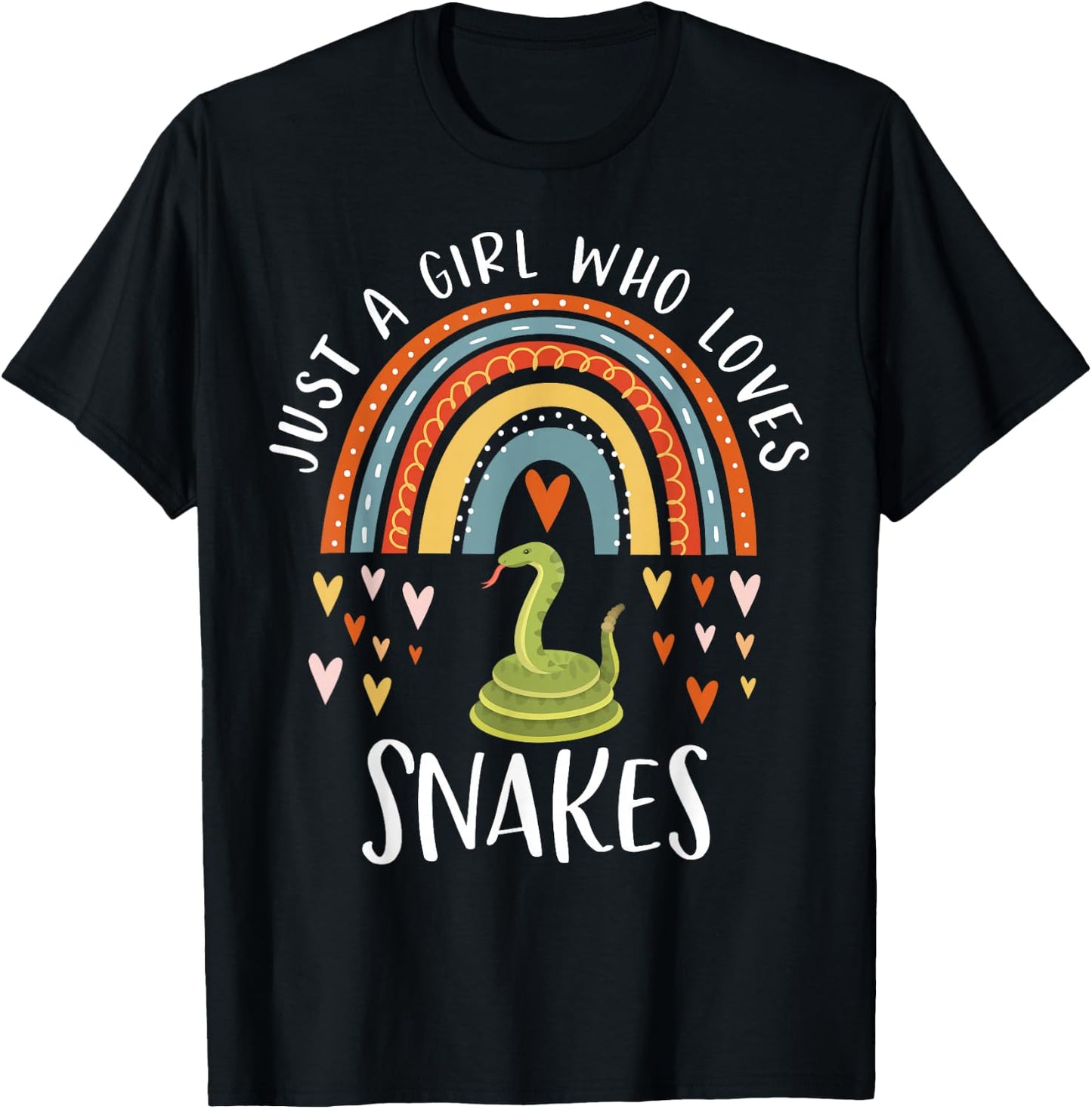 Just A Girl Who Loves Snakes Rainbow Gifts for Snake Lover T-Shirt - T-Shirt | Black