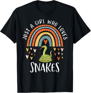 Just A Girl Who Loves Snakes Rainbow Gifts for Snake Lover T-Shirt - T-Shirt | Black