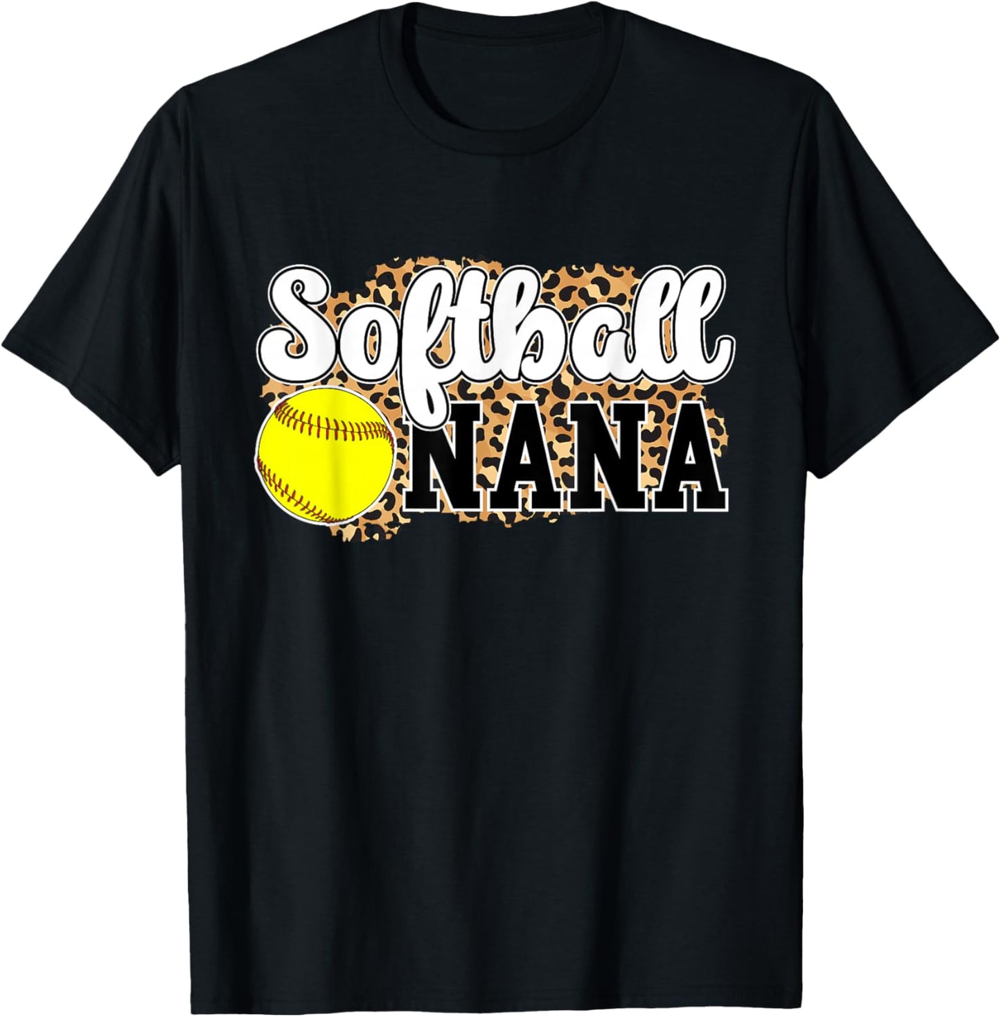 Softball Nana Leopard Nana Of A Softball Player T-Shirt - T-Shirt | Black