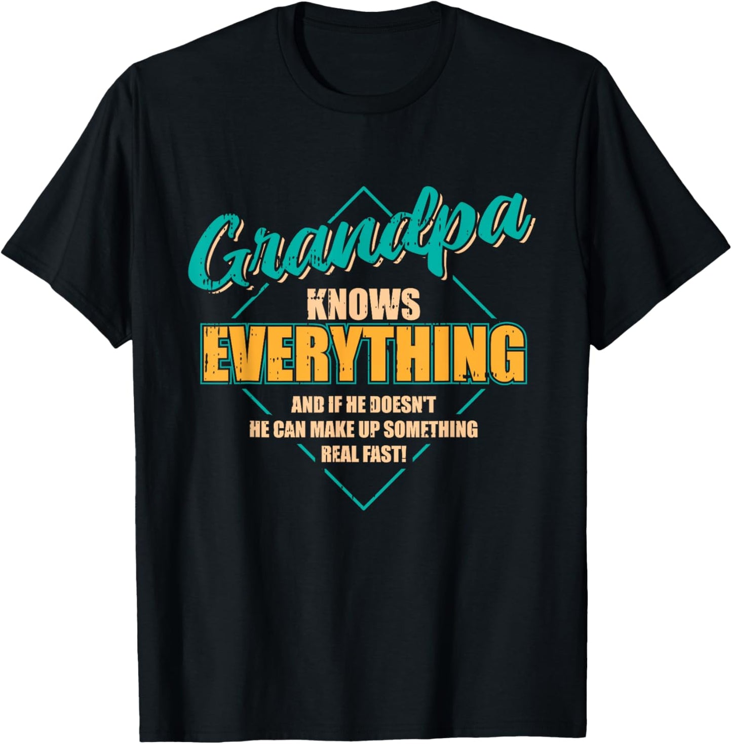 Grandpa Knows Everything Fathers Day Funny Retro Grandad Men T-Shirt - T-Shirt | Black