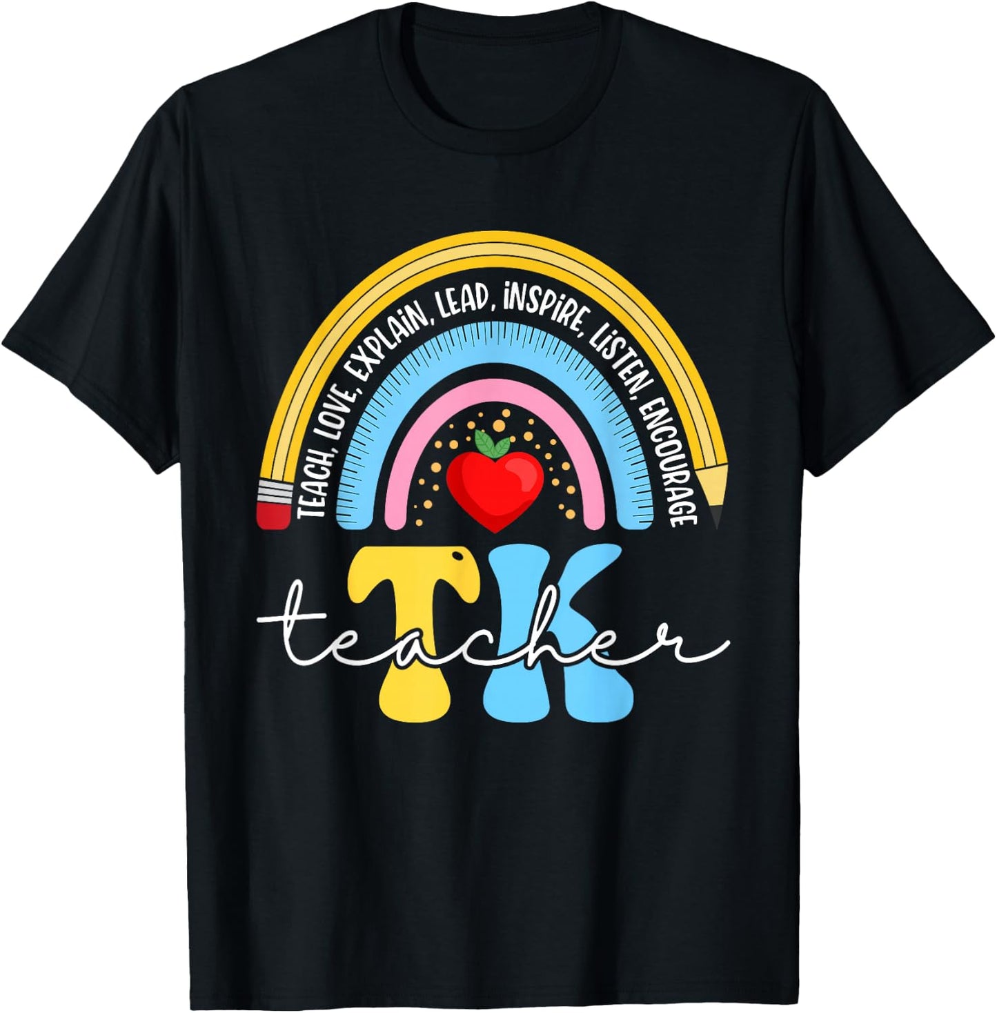 Tk Teacher Retro Back To School Transitional Kindergarten Men Women T-Shirt - T-Shirt | Black