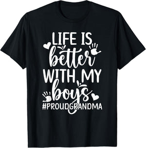 Proud Grandma Of Boys Grandma Boy Grandmother Of Boys T-Shirt - T-Shirt | Black
